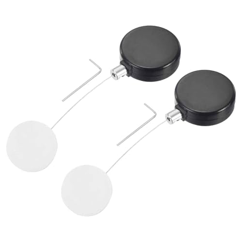 MECCANIXITY 1.8 ft Retractable Cable Lock with Round Patch Remote Control Security Lock with Adjustable Cord Tether Anti Theft for Laptop, TV, 200g, Black, 2 Pack - color: Black