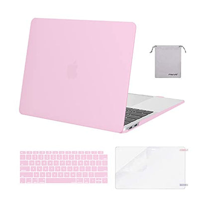 MOSISO Compatible with MacBook Air 13 inch Case M1 2021 2020 2019 2018 | A2337 A2179 A1932, Protective Hard Shell&Keyboard Cover&Screen Film&Pouch for MacBook Air 13.3 inch Case, Clear Pink - color: Clear Pink
