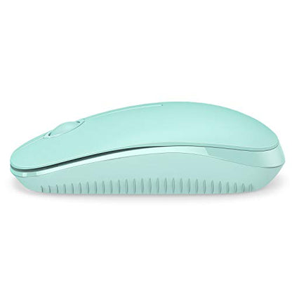 VssoPlor Wireless Mouse, 2.4G Slim Portable Computer Mice with Nano Receiver for Notebook, PC, Laptop, Computer (Mint Green) - color: Mint Green