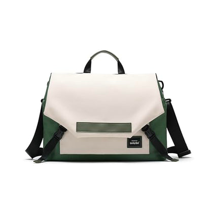Multifunctional laptop bag, 13.3-16 inch waterproof laptop bag, casual crossbody shoulder handbag for men and women - color: Forest Green Collides With Milky White