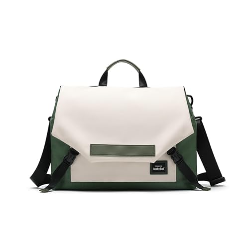 Multifunctional laptop bag, 13.3-16 inch waterproof laptop bag, casual crossbody shoulder handbag for men and women - color: Forest Green Collides With Milky White
