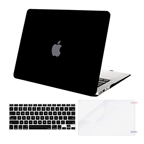 MOSISO Case Compatible with MacBook Air 13 inch A1369 A1466, Black | Plastic Hard Shell & Keyboard Cover & Screen Protector Compatible with MacBook Air 13 (Older Version 2010 - end 2017) - color: Black