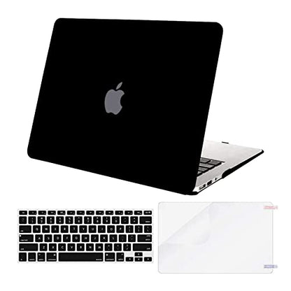 MOSISO Case Compatible with MacBook Air 13 inch A1369 A1466, Black | Plastic Hard Shell & Keyboard Cover & Screen Protector Compatible with MacBook Air 13 (Older Version 2010 - end 2017) - color: Black