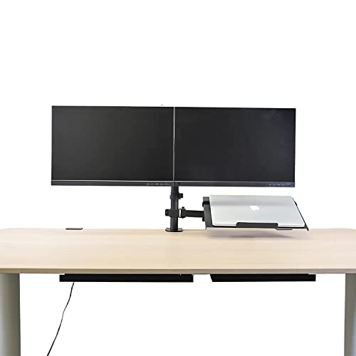 AEONS Dual Monitor and Laptop Desk Mount Combo Stand with Notebook Tray fits 17 inch, 3-in-1 Adjustable Triple Arm Mount fits 27 inch LCD Screen with VESA, Clamp and Cable Management, Black - style: Triple Arm & Tray, Black