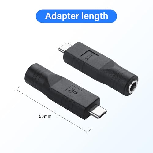 USB C Male to DC Female Power Adapter Type-C to DC 5.5 x 2.1mm Female Converter Work with 20V/100W+ Type-C PD Source（2-Pack）
