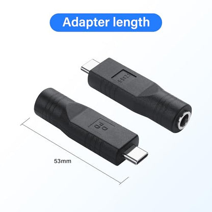 USB C Male to DC Female Power Adapter Type-C to DC 5.5 x 2.1mm Female Converter Work with 20V/100W+ Type-C PD Source（2-Pack）