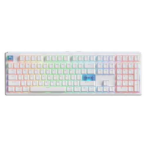 EPOMAKER HE108 Wireless Gaming Keyboard, 8K Polling & 10000mAh, SOCD & DKS | Full-Sized Hall Effect Keyboard with Rapid Triggering, Custom Driver, RGB Backlit, PBT Keycap (White) - color: White