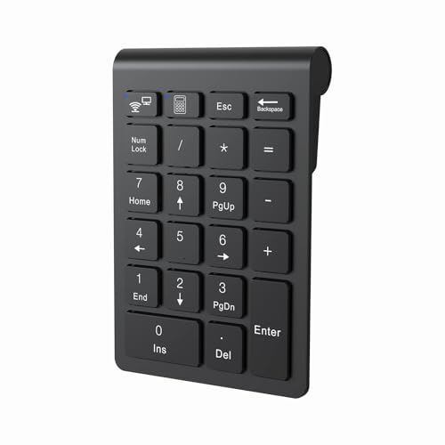 cimetech BT Number Pad, 22 Keys Wireless Numeric Keypad Numpad | Office Accounting, Portable, Mini, for Laptop PC Computer Desktop Surface Pro Notebook - color: BT-Black