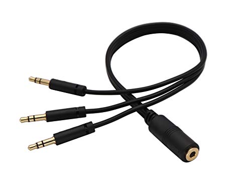 zdyCGTim 3.5mm Audio Y Splitter Headphone Cable 3.5mm 1/8" inch Female to 3 3.5mm 1/8" inch Male Headset Mic & Stereo Audio Y Splitter Cable for Smartphone to Soundbox Adapter(30 CM/12 inch) (3-Pole) - color: 3-Pole