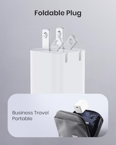 30W Compact Wall Charger, USB C Charger Block with GaN III Tech, PD3.0 PPS QC4.0 Fast Charging Foldable Power Adapter for iPhone 17 16 15, Galaxy, Pixel, iPad, AirPods(White with Cable, 2 Pack) - color: White, size: 2 Pack+Cables