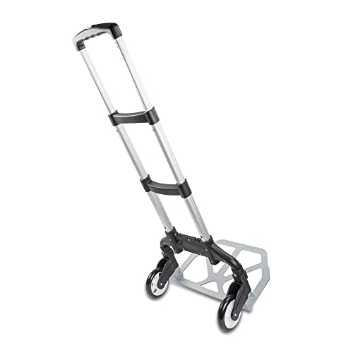 Ultimaxx Professional Heavy-Duty 150 Pound (lb) Capacity Aluminum Folding Hand Truck/Luggage Cart (Black/Silver) with Adjustable Handle, Folding Away Wheels, and Bungee Cord - style: Professional