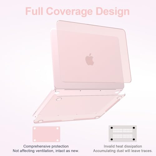 G JGOO Compatible with MacBook Neo Case 13 inch 2026 Release Model A3404, 100% Match Official Color, Matte Plastic Protective Hard Shell Case with Keyboard Cover & Screen Protector, Blush Clear - color: Blush Clear