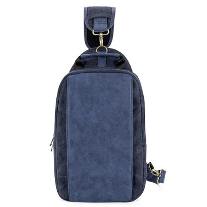 Canvas Messenger Bag Sling Bag Crossbody Shoulder Bag for Men Women Travel Work Satchel Bags - color: Blue-b