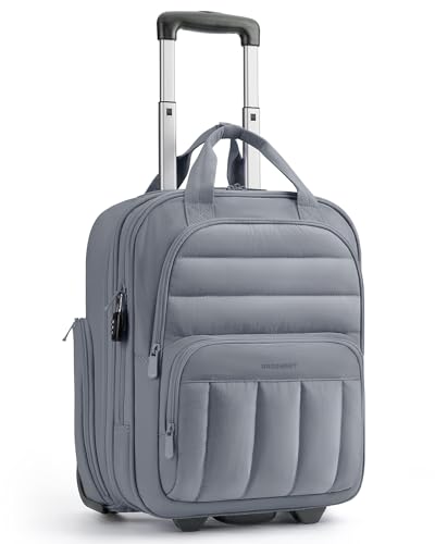 BAGSMART Small Underseat Carry on Luggage with Wheels, 16 inch Small Under Seat Luggage, Lightweight Travel Suitcase for Women, Dark Gray - color: Grey