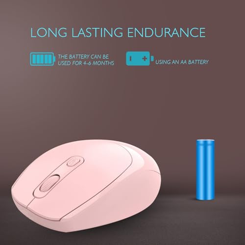 ONE-UP Wireless Mouse, 2.4G, Silent, Computer, USB Nano Receiver for Laptop, Chromebook, PC, Mac, Windows and School Work (Pink) - color: Pink