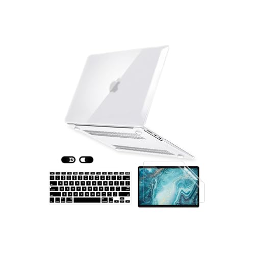 Crystal Clear Case for MacBook Air 13 inch A1466 A1369 2010-2017 Release, 5 in 1 Plastic Hard Shell&Keyboard Cover&Screen Protector&Webcam Cover, Transparent - color: Clear