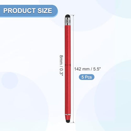 PATIKIL 5 Pcs Stylus Pens for Touch Screens, 2 in 1 High Sensitivity Universal Pen Capacitive Stylus for Phone Tablet Laptop Touch Screen Devices, Red - color: Red