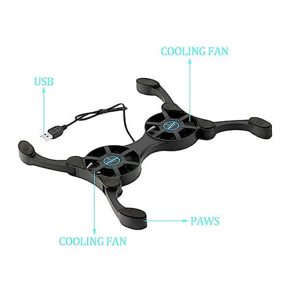 Laptop Cooling Base Foldable Laptop Notebook Cooler Cooling Pad Ergonomic Ventilated with Fans Fits 11-18 Inches Notebook Cooling Base