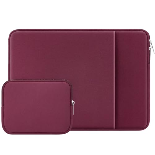 RAINYEAR 11-11.6 Inch Laptop Sleeve with Pocket & Accessories Pouch, Red | Protective Padded Zipper Soft Laptop Case Cover for MacBook Neo A18 11.6" MacBook Air, 11" Notebook Tablet Chromebook - color: Red, size: 11"-11.6"