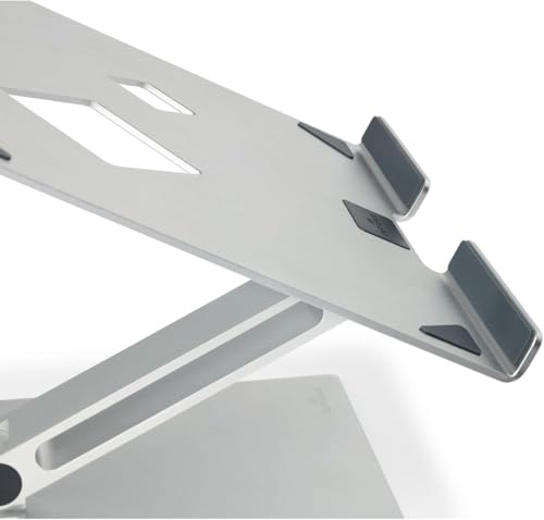Durable Folding Adjustable Laptop & Tablet Holder - Non Slip Silver Aluminum Laptop Mount for 10" - 17" Laptops - Portable Laptop Stand Folds for Easy Storage