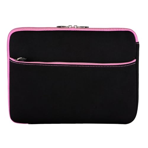 Neoprene 13.3 inch Laptop Sleeves, Slim Computer Bag for 13 in Notebooks, Tablets, Protective Cover for Men and Women - color: Black / Soft Pink