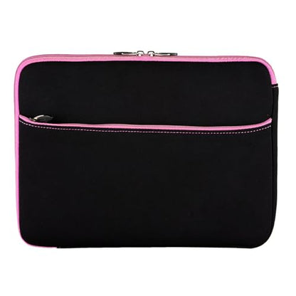 Neoprene 13.3 inch Laptop Sleeves, Slim Computer Bag for 13 in Notebooks, Tablets, Protective Cover for Men and Women - color: Black / Soft Pink