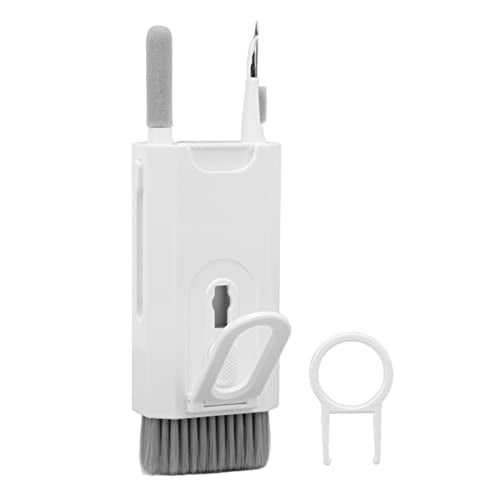 Cuifati 8 in 1 Detachable Keyboard Cleaning Brush with Hook and Loop, Versatile for Phone Laptop Tablet Headset Deep Crevice Cleaning, Builtin Key Puller (White) - color: White