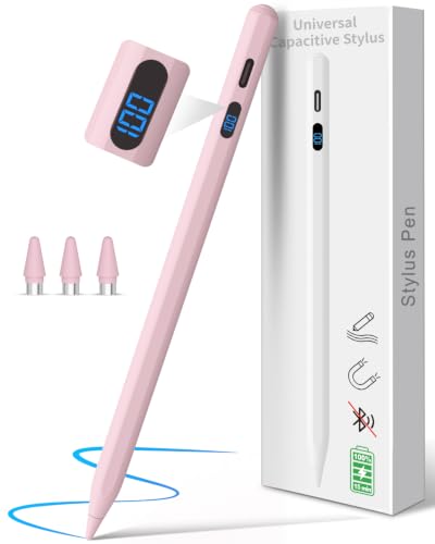 DIGIROOT Stylus Pen for iPhone, High Senstivity Universal Stylus Pen, Pink | 3X Fast Charging, with LED Power Display, Magnetic Adsorption, Compatible with iPhone/Andriod/Tablet/Switch/Samsung Galaxy - color: Pink