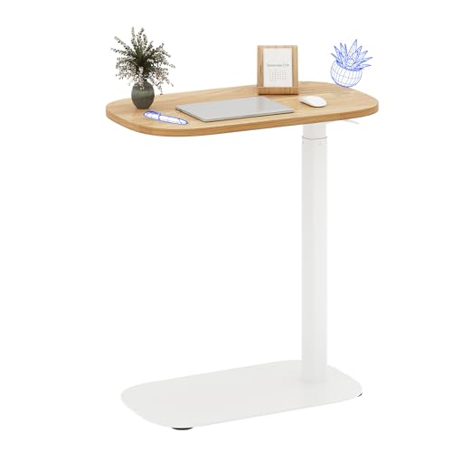 FLEXISPOT Adjustable C Table, Mobile Snack Side End Table Sofa Couch Bedside Table Laptop Cart TV Tray Night Stand Small Space Side Table(23.6" W x 13.8" D,Maple) - color: Maple, size: 24x14