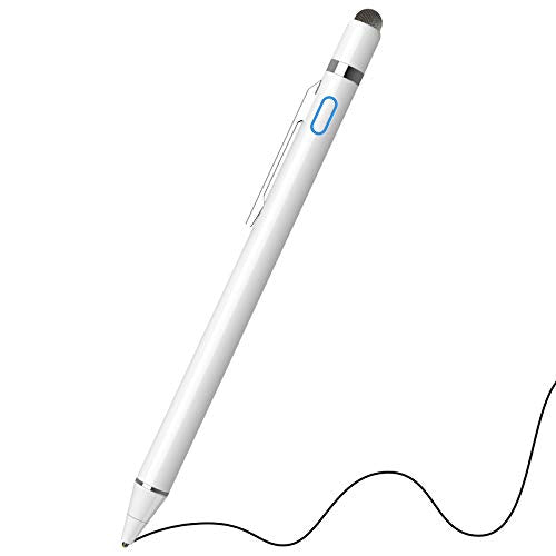 NTHJOYS 2 in 1 Rechargeable Digital Pen Fine Point Stylus for iPhone/iPad Pro/Mini/Air/Samsung and Other Touch Screens - color: White