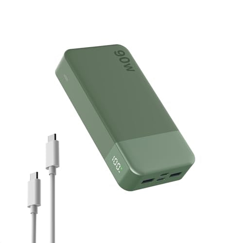 NOBIS Portable Charger 20000mAh 90W Laptop Power Bank | 2C+2A USB-C Fast Charging Battery Pack with LED Display for Laptops, Tablets, Steam Deck & Phones - color: Green