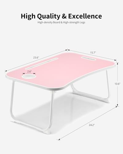 Foldable Lap Desk, Laptop Bed Desk, Portable Lap Table, Laptop Bed Table with Cup Holder & Tablet Slot & Lifting Handle for Working Writing Drawing & Eating - Pink - color: Pink