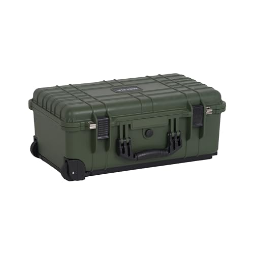 MEIJIA All Weather Rolling Waterproof Protective Case, Hard Camera Case,Dry Case with Retractable Pull Handle and Wheels,Foam Inserted,22 x13.81x9inches (Green) - color: Green