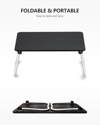 ZEAPTAC Laptop Bed Desk, Foldable Lap Desk, Portable Laptop Stand, Lightweight & Mini Table for Breakfast/Picnic/Drawing/Couch/Floor - Black - color: Black