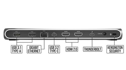Corsair TBT100 Thunderbolt™ 3 Dock – 85W Charging, Dual 4k 60Hz Support, 2X HDMI, 40Gb/s,USB-C Gen 2 (15W) x2, USB-A 3.1 (7.5W) x2, Gigabit Ethernet – for Mac and PC laptops