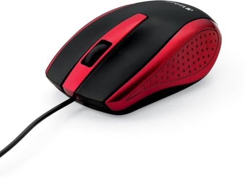 Verbatim Wired USB Computer Mouse - Corded USB Mouse for Laptops and PCs - Right or Left Hand Use, Red 99742, 1.4" x 2.4" x 3.9" (Pack of 10) - color: Red