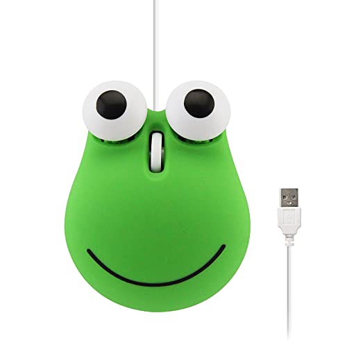 Sokelinn-six Wired Cute Mouse, USB Wired Mause for Kids with Lovely Cartoon Shaped, 1600PDI 3 Buttons Ergonomic Mini Mice for PC Laptop Desktop (Green Frog) - color: Green Frog