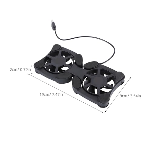 Kisangel Portable Foldable Laptop Cooler and USB Cooling Stand with Dual Fans for Notebook Computers, Black, Suitable for Gaming and Office Use