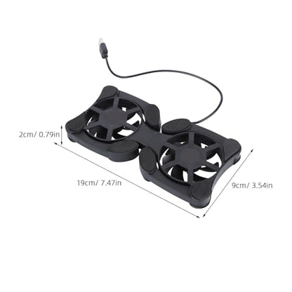 Kisangel Portable Foldable Laptop Cooler and USB Cooling Stand with Dual Fans for Notebook Computers, Black, Suitable for Gaming and Office Use