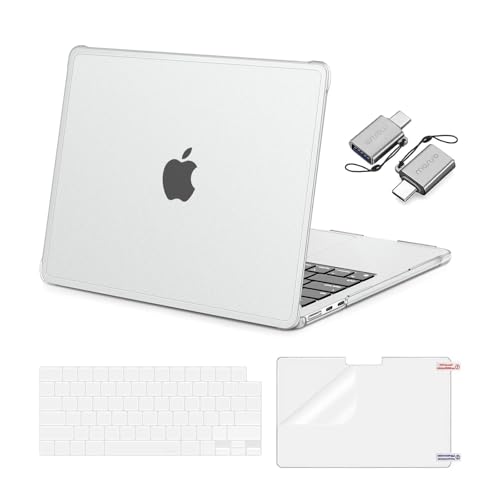 MOSISO Compatible with MacBook Air 13 inch Case M5 M4 M3 M2 2026-2022 | Hard Case&Keyboard Skin&Screen Film&Type C with TPU Bumper for MacBook Air 13.6, A3449 A3240 A3113 A2681, Matte Clear - color: Matte Clear