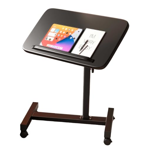 Hospital Bed Table On Wheels Adjustable Movable and Adjustable Bedside Table with Stopper Reversible C-Shaped Sofa Office Side Table for Living Room, Hospital(Black,50 * 30cm) - color: Black, size: 50*30cm