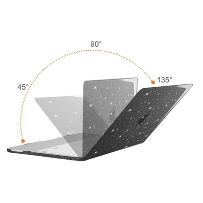MOSISO Sparkly Glitter Case Compatible with MacBook Neo Case 13 inch 2026 | Model A3404 with A18 Pro Chip, Crack-Resistant Protective Hard Shell Case&Keyboard Cover&ScreenFilm&Pouch, Black - color: Black
