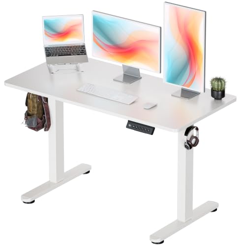 Okin Standing Desk Electric Adjustable Computer Whole Piece Stand up Desk Office Gaming Home Office Memory Desks 48x24 inches White - color: White, size: 48 Inch