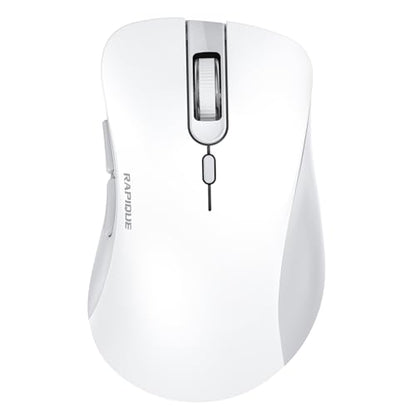 RAPIQUE Wireless Mouse - Dual Bluetooth & 2.4 GHz, White and Grey | Ergonomic Design, Quiet Clicks, Low Power - Multi-Device Compatibility for Laptop, Computer, iPad, MacBook, Chromebook - color: White and Grey