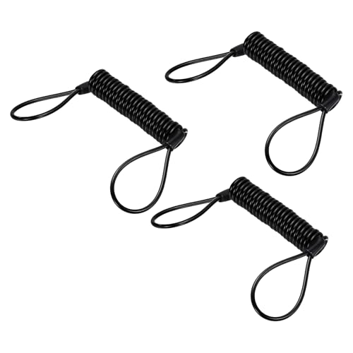 PATIKIL Disc Lock Reminder Cable (3.9ft, Black)(3 Pcs) Anti Theft Security Spring Reminder Coil Cables Steel Motorcycle Reminder Rope Wire, Suit for - Motorcycle/Helmet/Scooter/Baggage - color: Black, size: 3.9 ft
