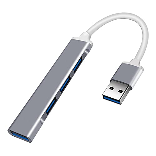 JacobsParts UH3-P USB 3.0 4 Port Hub Splitter Slim & Sleek Aluminum for PC Mac Laptop Desktop (Gray) - color: Gray