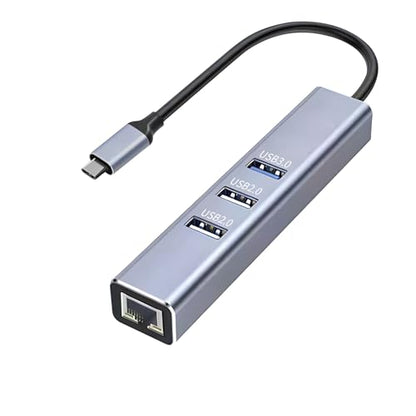 USB-C to Ethernet Adapter, 3-Port USB 3.0 Hub with RJ45 10/100 Ethernet Adapter(2X USB2.0 and 2xUSB3.0) Aluminum Network, Compatible with iMac, PC, Chromebook Laptops, - style: C