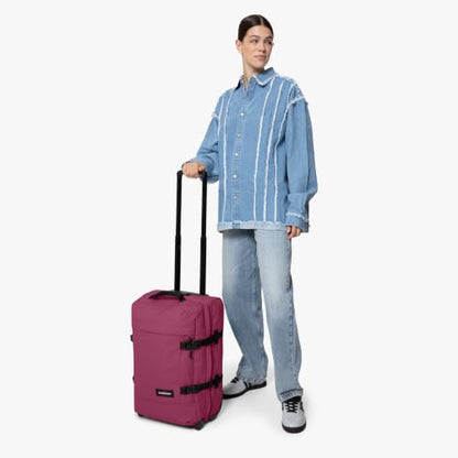 EASTPAK Tranverz S – 42L Small Soft Sided Cabin Sized Luggage, Dual Compartments, TSA Lock, Compression Straps & Smooth Inline Wheels, Wine Burgundy - color: Wine Burgundy, size: 42 Liter Carry On