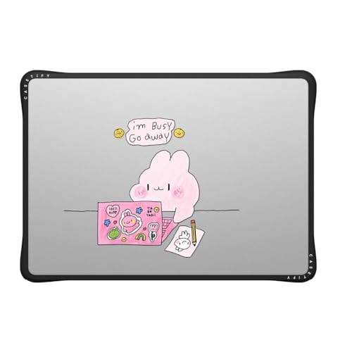 CASETiFY Impact MacBook Air 13.6" (M2-M5) Case [Cushioned Impact Corners/Scratch-Resistant/Anti-Slip Grip] - I'm Busy - Clear Black - color: i'm busy, size: MacBook Air 13" (M2 - M5)