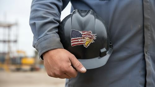 3 pcs American Bald Eagle Flag, 2 inches, Hard Hat Sticker Patriotic Worker Decal, Helmet Label, Laptop, Phone (2in) - size: 2in